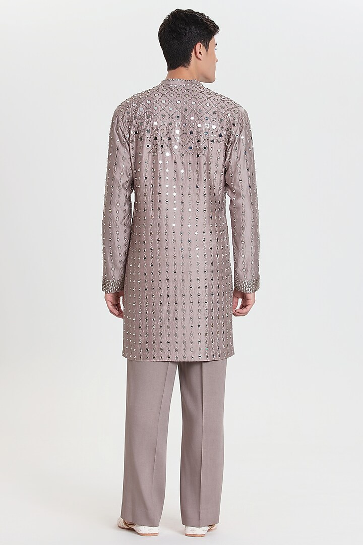 Purple Mauve Chanderi Kurta Set by Abhinav Mishra Men at Pernia's Pop Up Shop