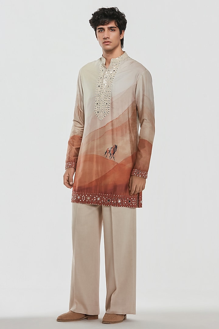 Multi-Colored Chanderi Thread Work Groom Indowestern Jacket Set by Abhinav Mishra Men at Pernia's Pop Up Shop