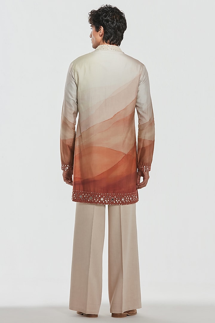 Multi-Colored Chanderi Thread Work Groom Indowestern Jacket Set by Abhinav Mishra Men at Pernia's Pop Up Shop