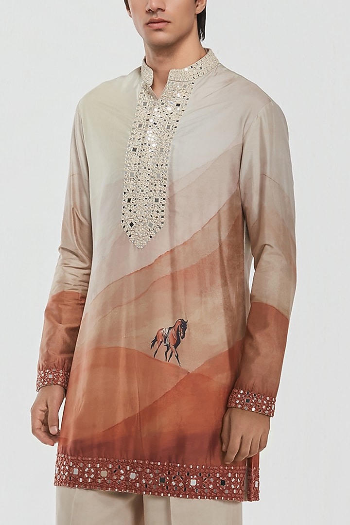Multi-Colored Chanderi Thread Work Groom Indowestern Jacket Set by Abhinav Mishra Men at Pernia's Pop Up Shop