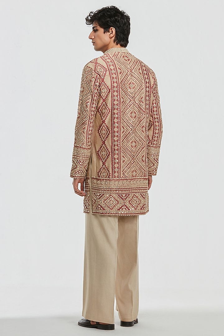 Multi-Colored Chanderi Thread Work Kurta Set by Abhinav Mishra Men at Pernia's Pop Up Shop