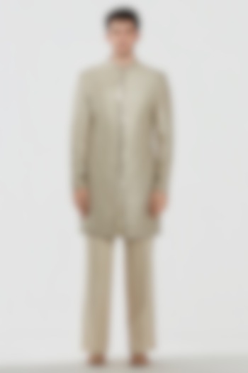 Gold Tissue Thread Work Groom Sherwani Set by Abhinav Mishra Men at Pernia's Pop Up Shop