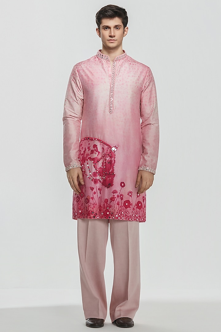 Multi-Colored Chanderi Threadwork Kurta Set by Abhinav Mishra Men at Pernia's Pop Up Shop