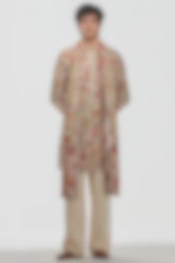 Multi-Colored Chanderi Threadwork Kurta Set by Abhinav Mishra Men at Pernia's Pop Up Shop