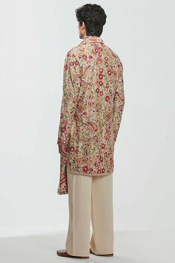 Multi-Colored Chanderi Threadwork Kurta Set by Abhinav Mishra Men at Pernia's Pop Up Shop