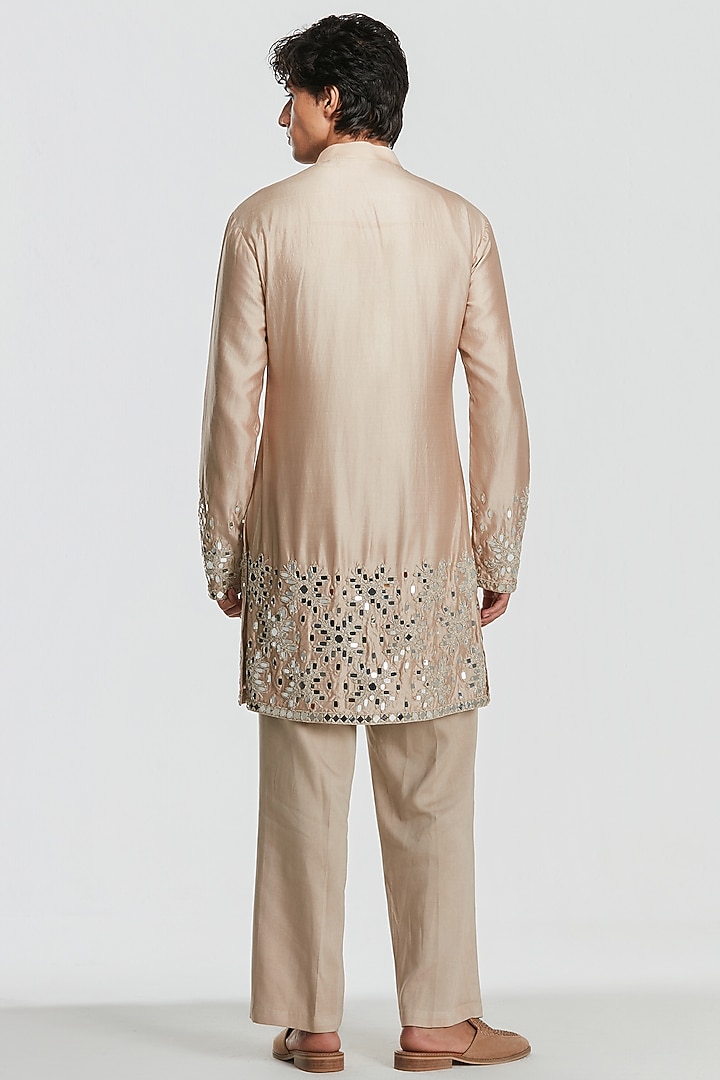 Ivory Chanderi Threadwork Bundi Jacket Set by Abhinav Mishra Men at Pernia's Pop Up Shop