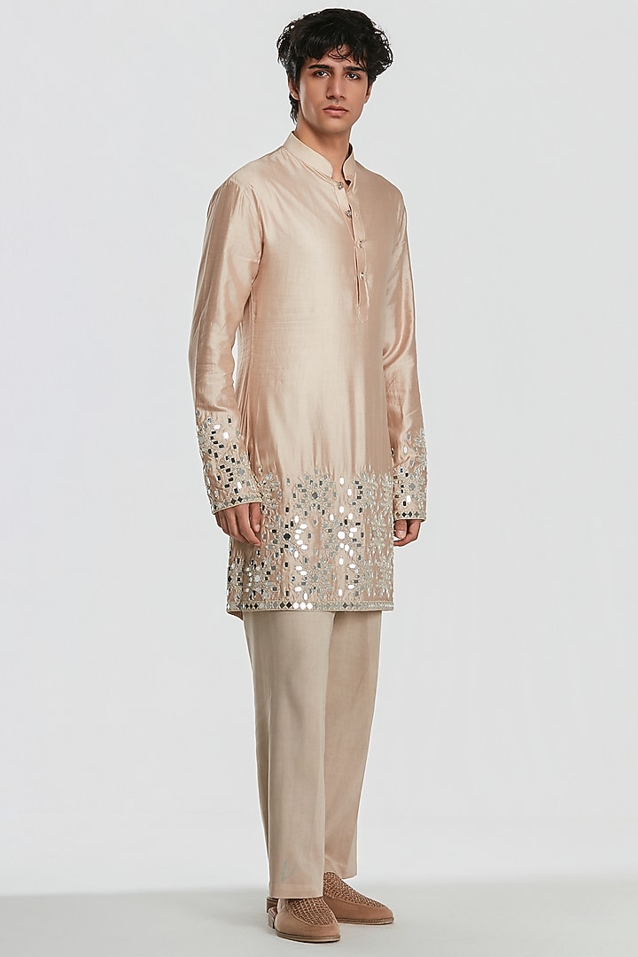 Ivory Chanderi Threadwork Bundi Jacket Set by Abhinav Mishra Men at Pernia's Pop Up Shop