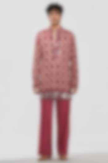 Multi-Colored Chanderi Threadwork Kurta Set by Abhinav Mishra Men at Pernia's Pop Up Shop
