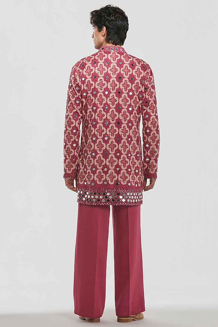 Multi-Colored Chanderi Threadwork Kurta Set by Abhinav Mishra Men at Pernia's Pop Up Shop
