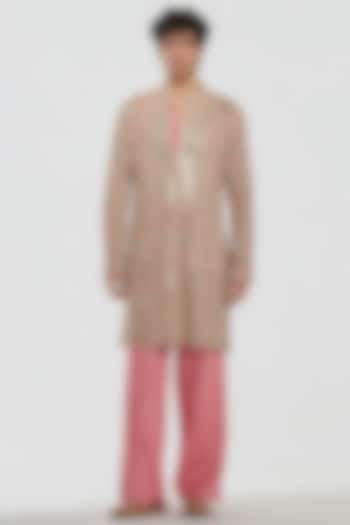 Multi-Colored Chanderi Mirror Work Kurta Set by Abhinav Mishra Men at Pernia's Pop Up Shop