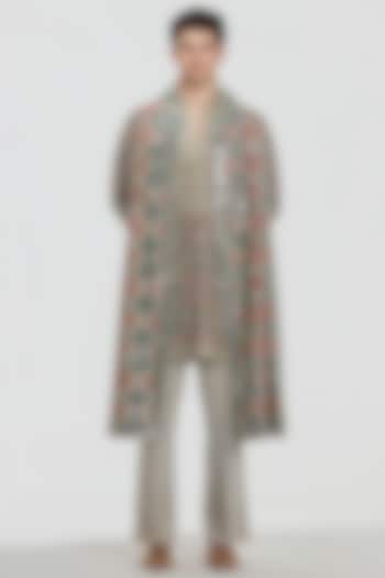 Multi-Colored Chanderi Mirror Work Kurta Set by Abhinav Mishra Men at Pernia's Pop Up Shop
