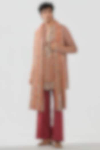 Multi-Colored Chanderi Mirror Work Kurta Set by Abhinav Mishra Men at Pernia's Pop Up Shop