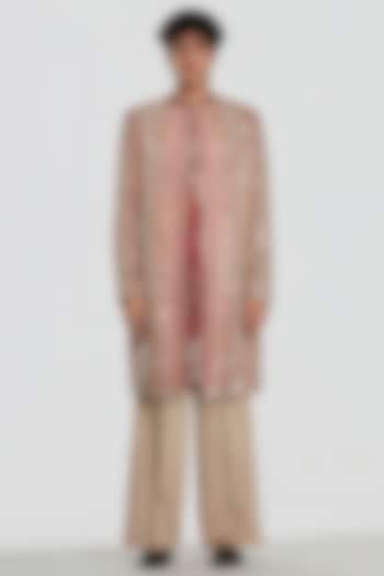 Multi-Colored Chanderi Mirror Work Jacket Set by Abhinav Mishra Men at Pernia's Pop Up Shop
