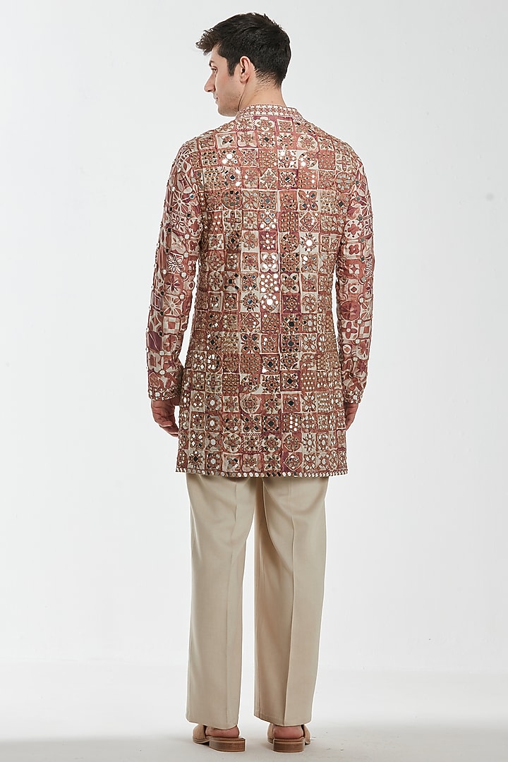 Multi-Colored Chanderi Mirror Work Kurta Set by Abhinav Mishra Men at Pernia's Pop Up Shop