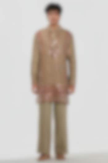 Multi-Colored Chanderi Mirror Work Kurta Set by Abhinav Mishra Men at Pernia's Pop Up Shop