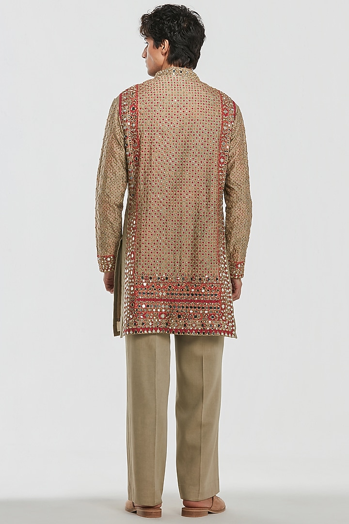 Multi-Colored Chanderi Mirror Work Kurta Set by Abhinav Mishra Men at Pernia's Pop Up Shop