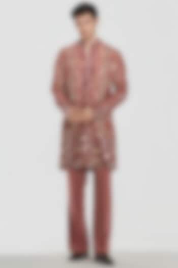 Multi-Colored Chanderi Mirror Work Kurta Set by Abhinav Mishra Men at Pernia's Pop Up Shop