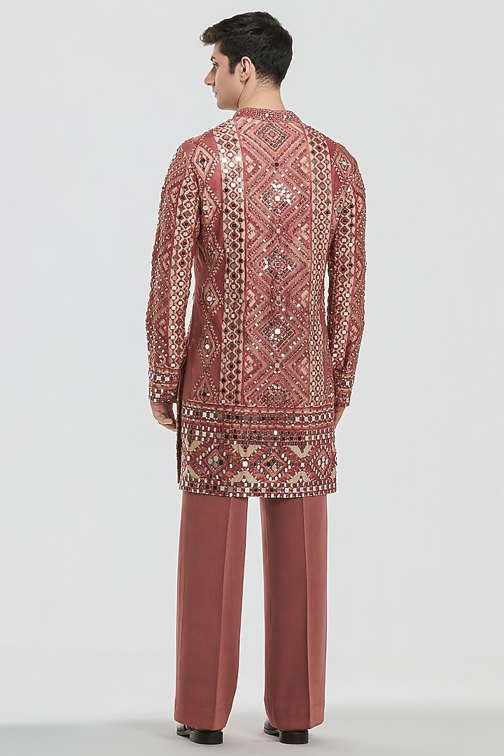 Multi-Colored Chanderi Mirror Work Kurta Set by Abhinav Mishra Men at Pernia's Pop Up Shop