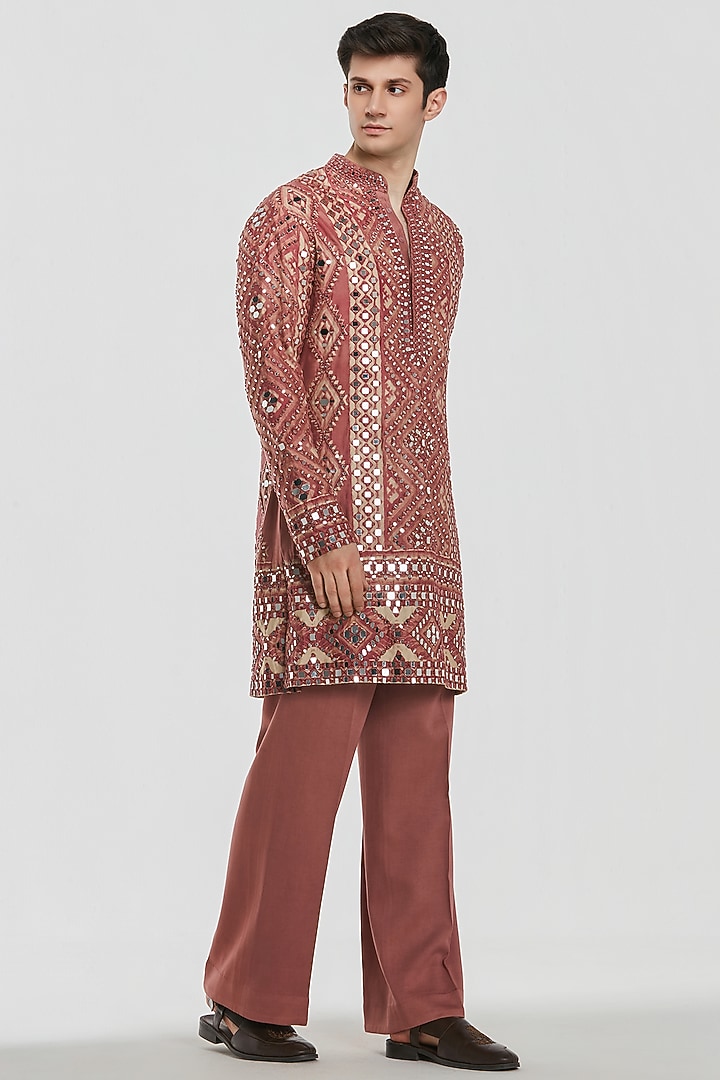 Multi-Colored Chanderi Mirror Work Kurta Set by Abhinav Mishra Men at Pernia's Pop Up Shop