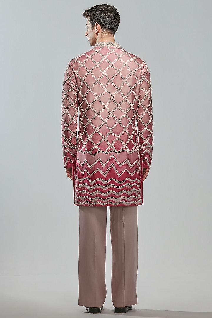 Multi-Colored Chanderi Mirror Work Kurta Set by Abhinav Mishra Men at Pernia's Pop Up Shop