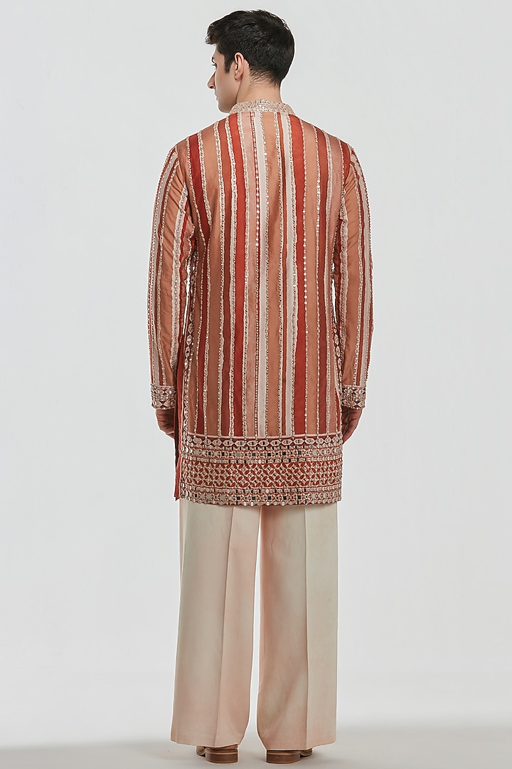 Multi-Colored Chanderi Mirror Work Kurta Set by Abhinav Mishra Men at Pernia's Pop Up Shop