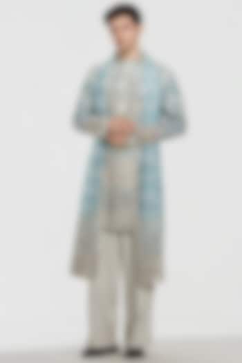 Multi-Colored Chanderi Mirror Work Kurta Set by Abhinav Mishra Men at Pernia's Pop Up Shop
