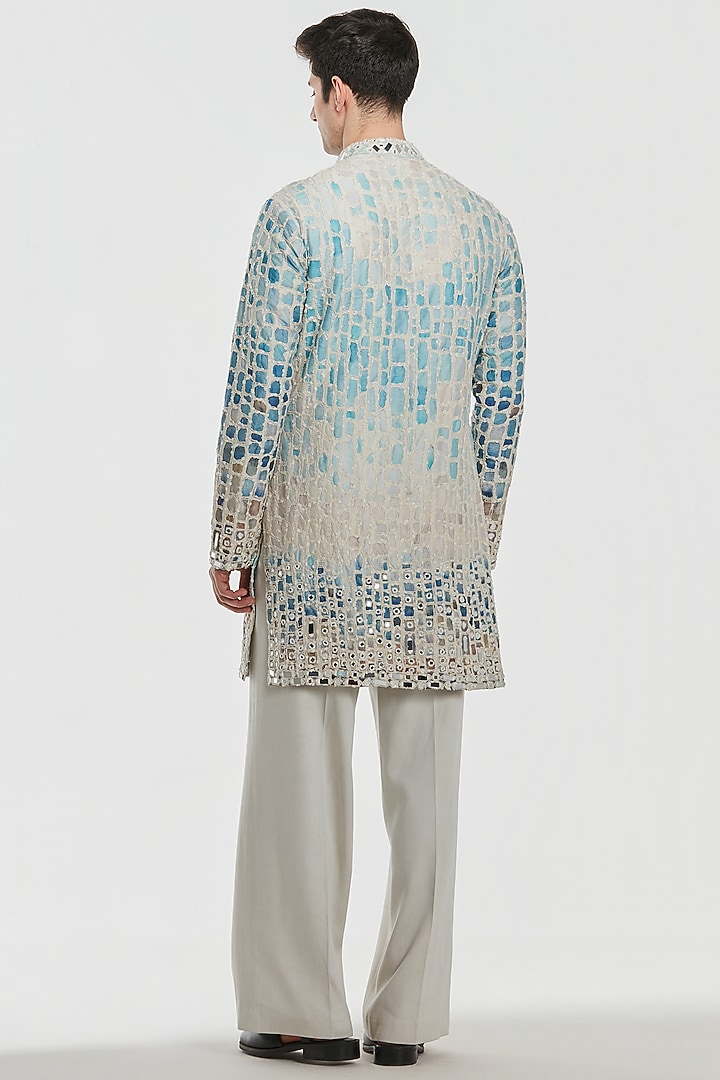 Multi-Colored Chanderi Mirror Work Kurta Set by Abhinav Mishra Men at Pernia's Pop Up Shop