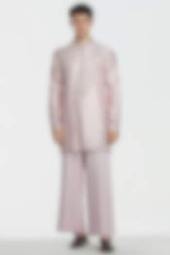 Lilac Chanderi Threadwork Kurta Set by Abhinav Mishra Men at Pernia's Pop Up Shop