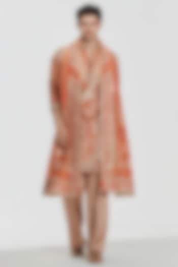 Multi-Colored Chanderi Threadwork Kurta Set by Abhinav Mishra Men at Pernia's Pop Up Shop