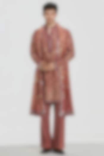 Multi-Colored Chanderi Threadwork Kurta Set by Abhinav Mishra Men at Pernia's Pop Up Shop