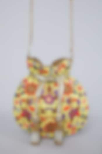 Sunny Yellow Embroidered Potli Bag by Aloha by PS