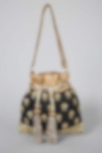 Black Sequins Embroidered Potli Bag by Aloha by PS