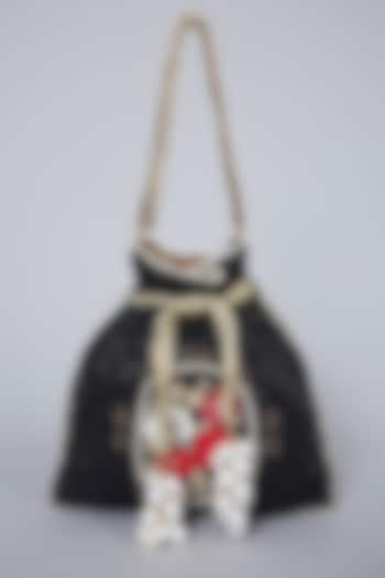 Black Embroidered Potli Bag by Aloha by PS