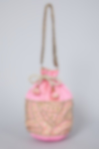 Powder Pink Embroidered Potli Bag by Aloha by PS