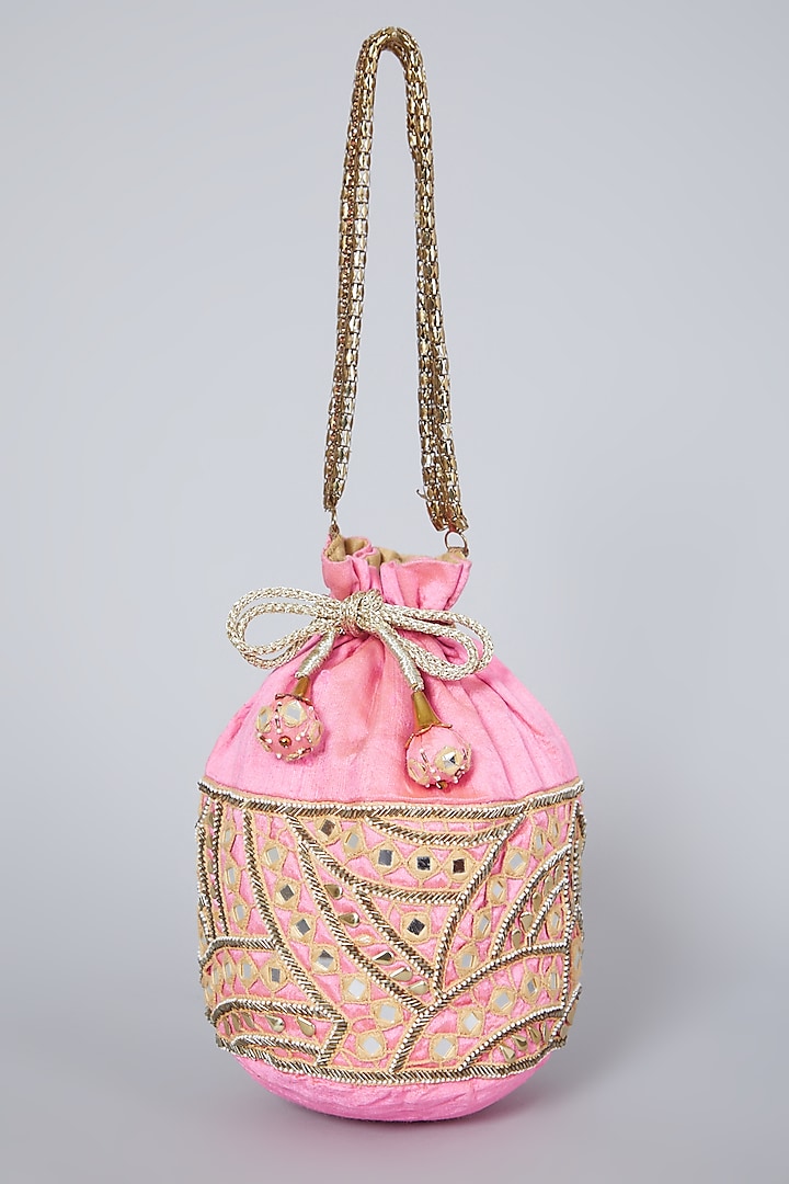 Powder Pink Embroidered Potli Bag by Aloha by PS