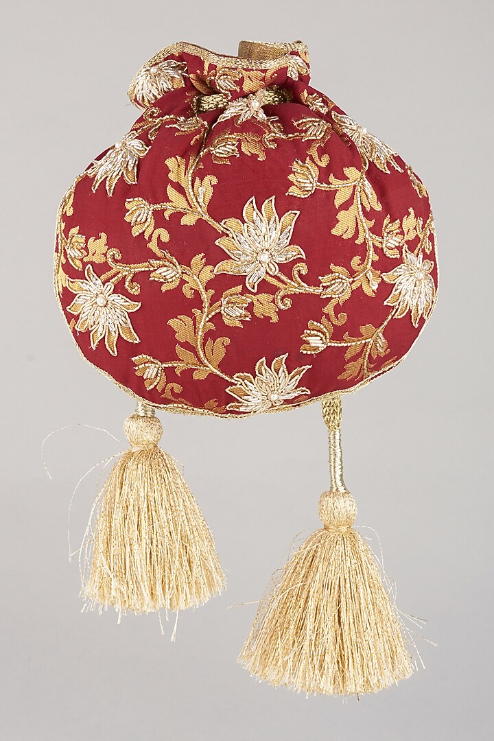 Maroon Embroidered Potli by Aloha by PS at Pernia's Pop Up Shop