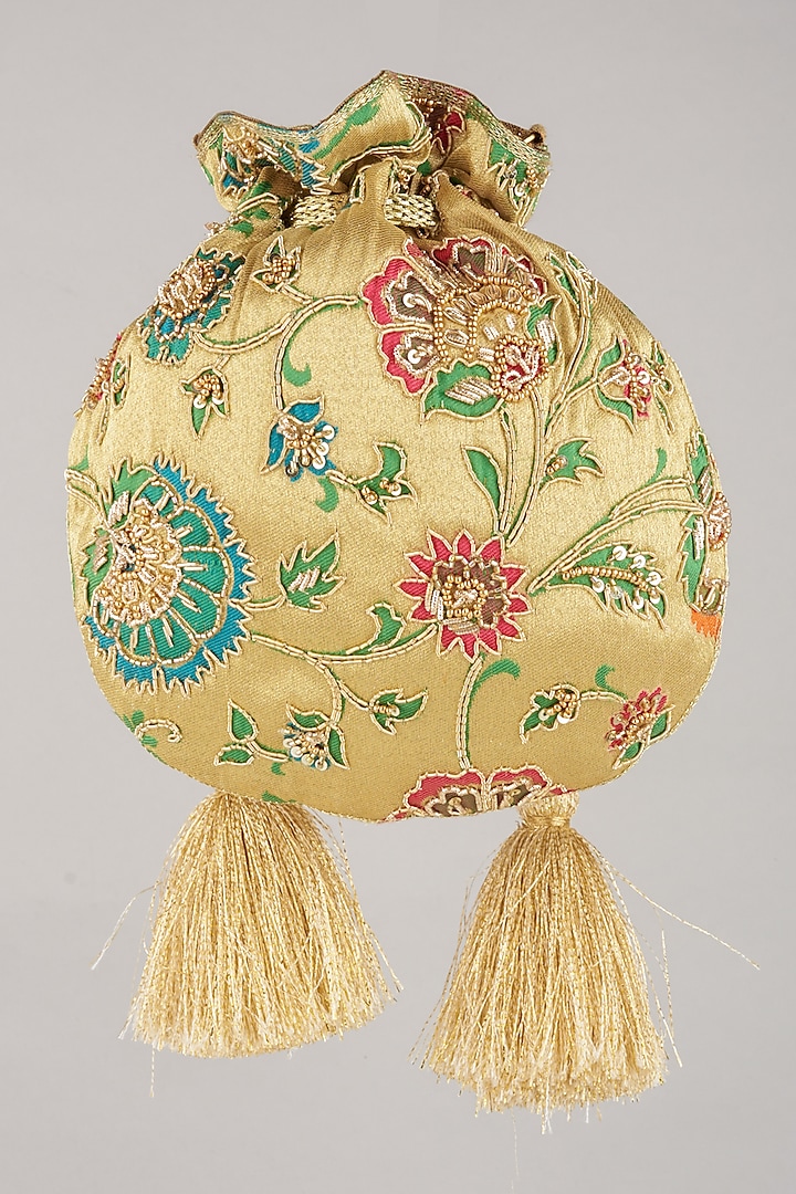 Golden Embroidered Potli by Aloha by PS