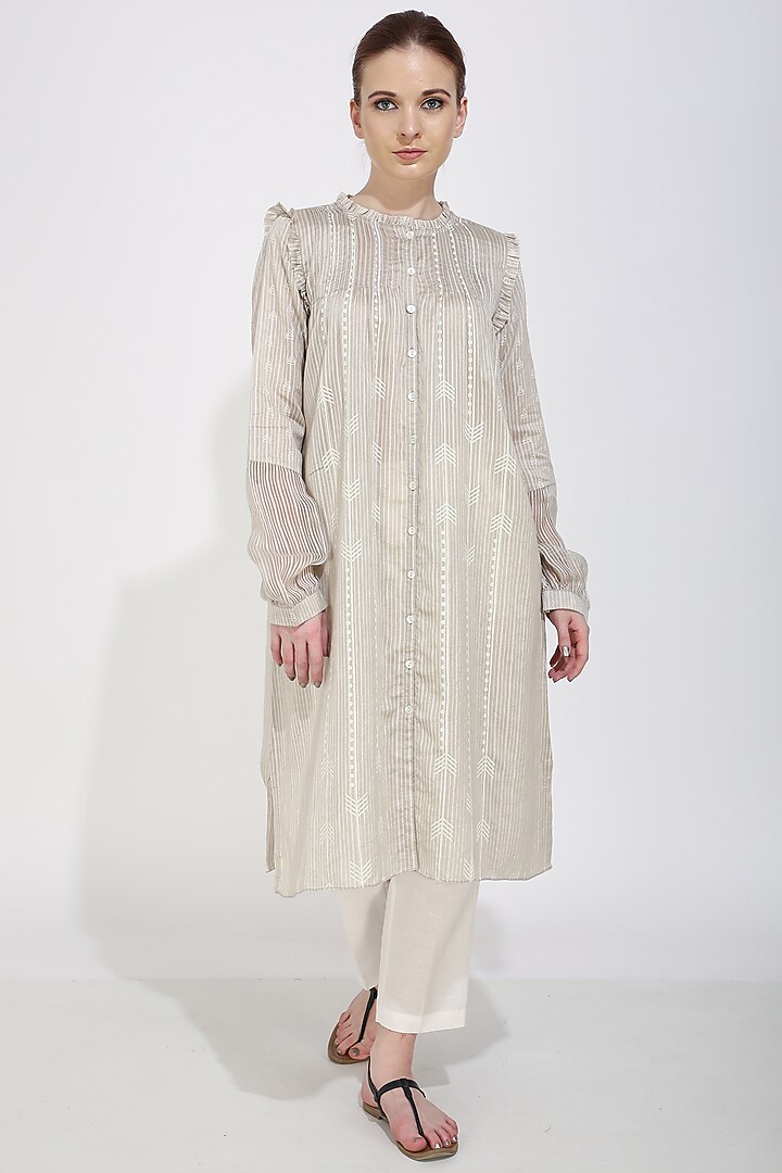 Sand Tunic With Stripes by Arcvsh by Pallavi Singh at Pernia's Pop Up Shop