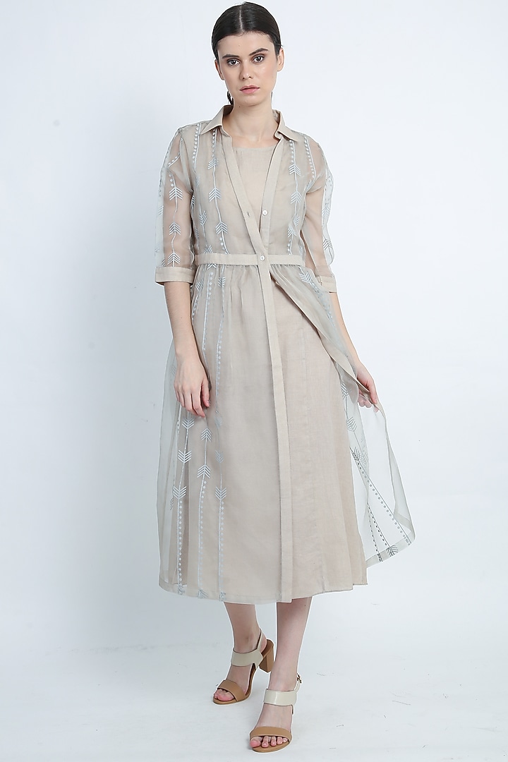 Sand Double Layered Printed Tunic by Arcvsh by Pallavi Singh at Pernia's Pop Up Shop