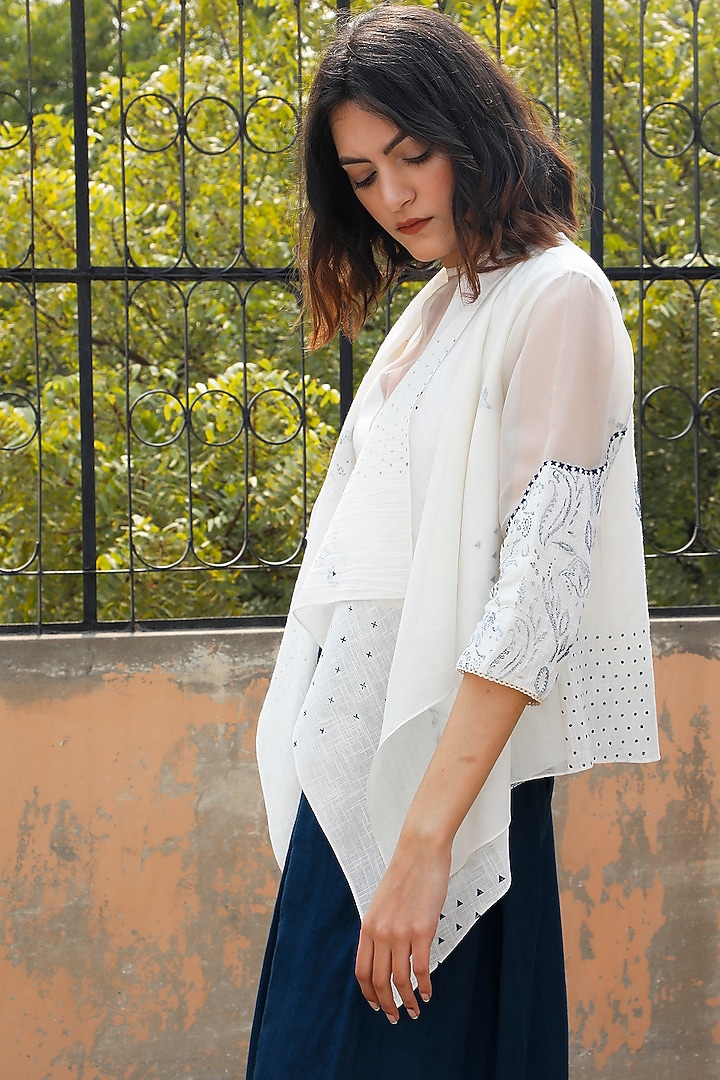 Ivory Block Printed Throw On by Arcvsh by Pallavi Singh at Pernia's Pop Up Shop
