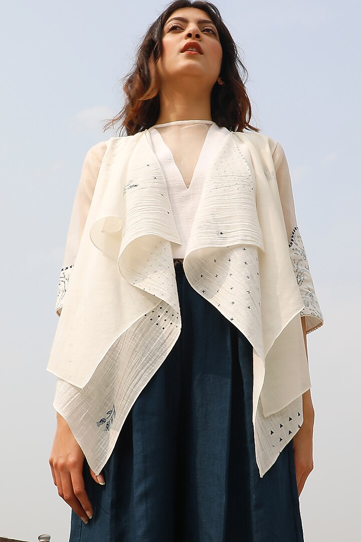 Ivory Block Printed Throw On by Arcvsh by Pallavi Singh at Pernia's Pop Up Shop