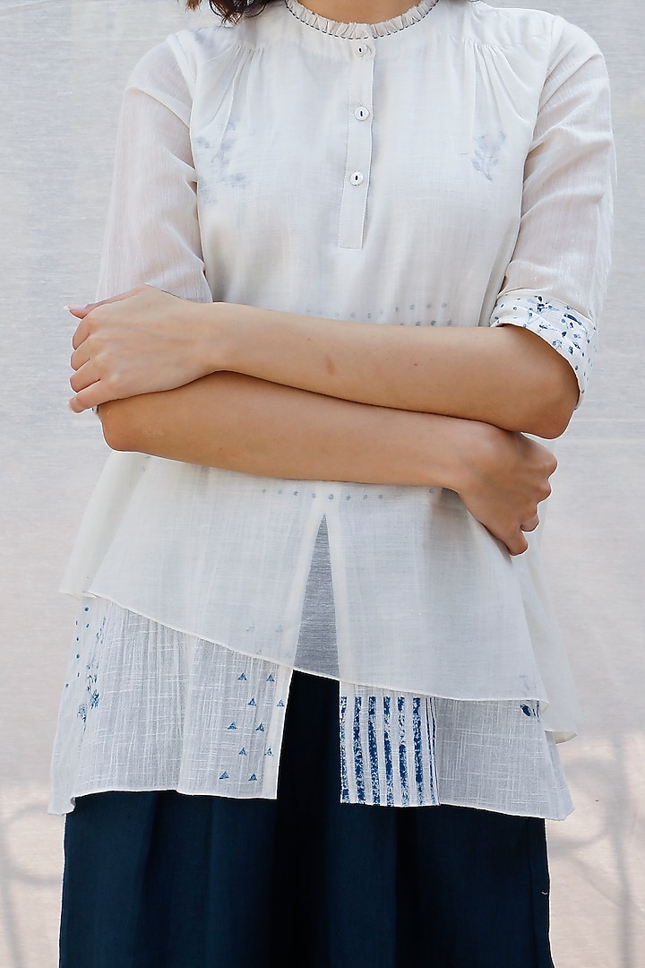 Ivory Printed Layered Top by Arcvsh by Pallavi Singh at Pernia's Pop Up Shop