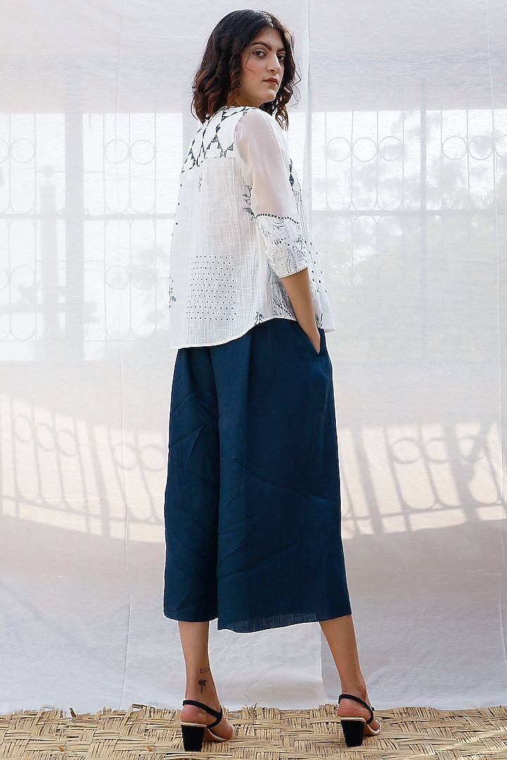 Ivory Printed & Pleated Top by Arcvsh by Pallavi Singh at Pernia's Pop Up Shop