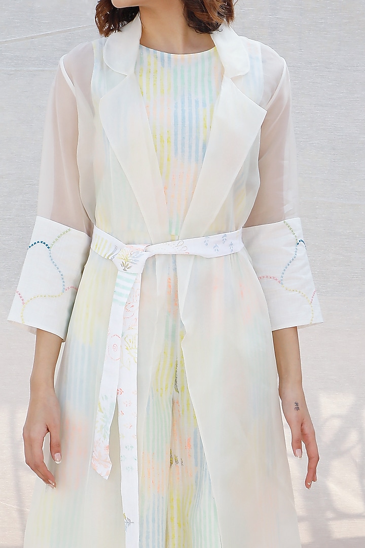 Ivory Printed Jumpsuit With Jacket by Arcvsh by Pallavi Singh at Pernia's Pop Up Shop