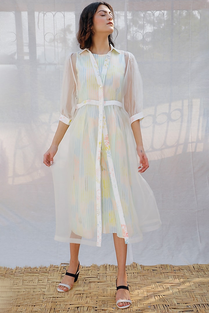Ivory Striped Summer Dress by Arcvsh by Pallavi Singh at Pernia's Pop Up Shop