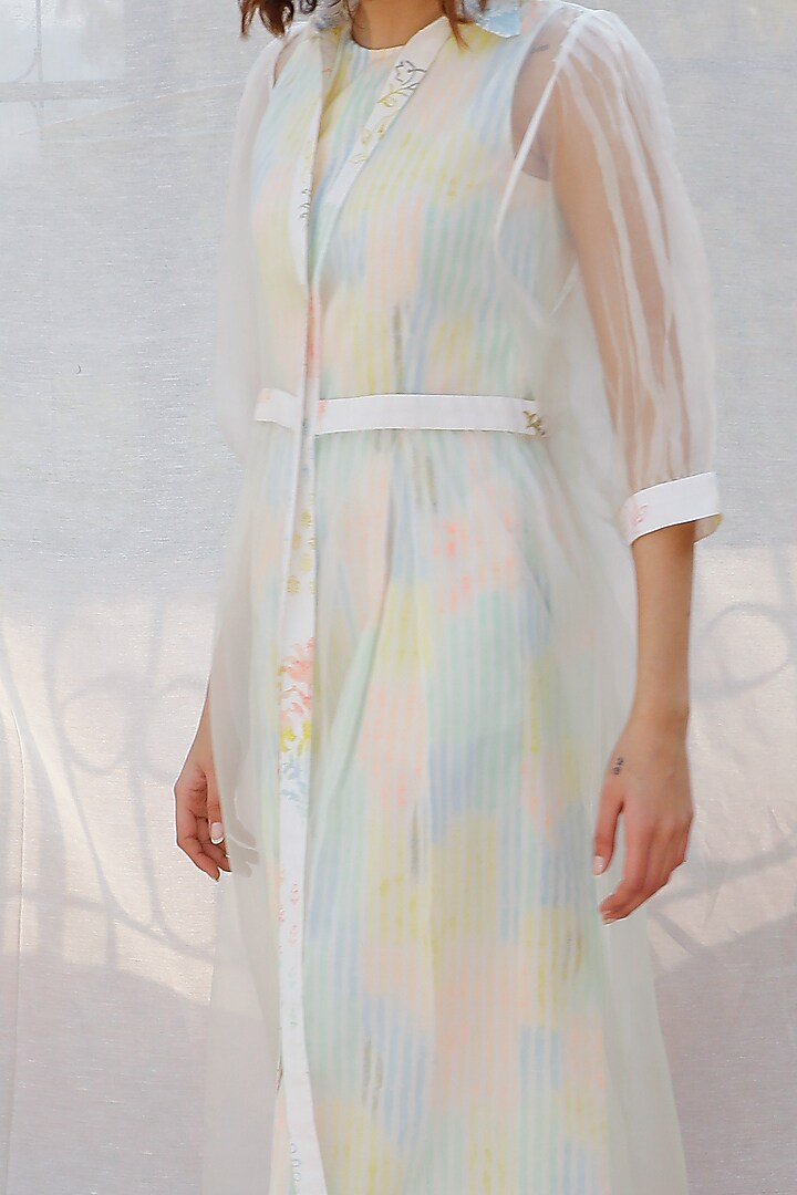 Ivory Striped Summer Dress by Arcvsh by Pallavi Singh at Pernia's Pop Up Shop