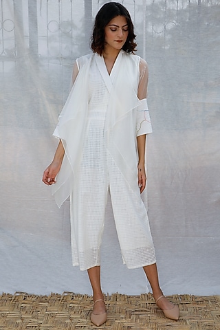 Ivory Asymmetric Layered Throw On by Arcvsh by Pallavi Singh