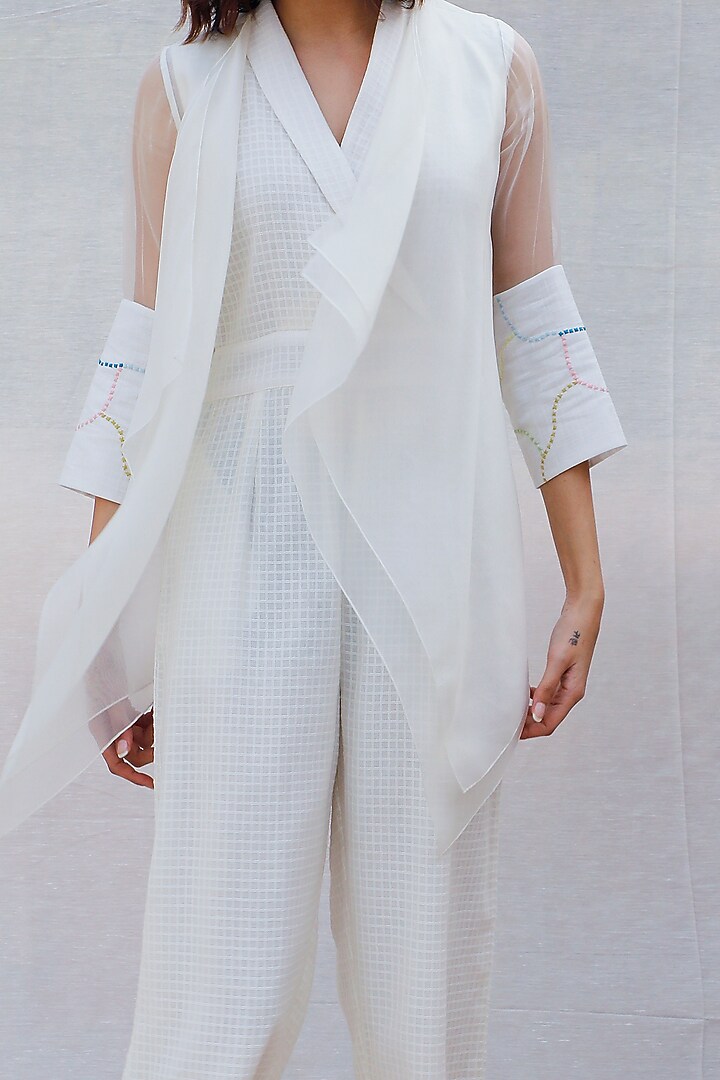 Ivory Asymmetric Layered Throw On by Arcvsh by Pallavi Singh at Pernia's Pop Up Shop