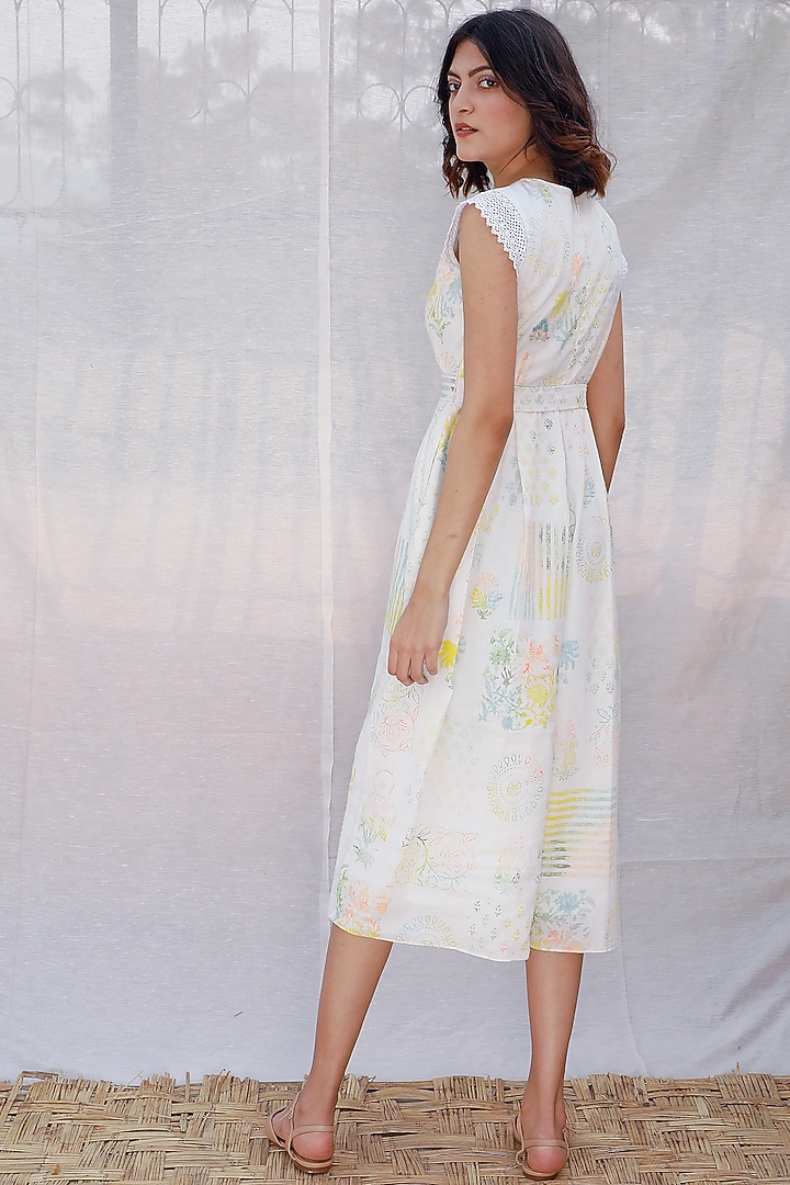 Ivory Block Printed Jumpsuit by Arcvsh by Pallavi Singh at Pernia's Pop Up Shop