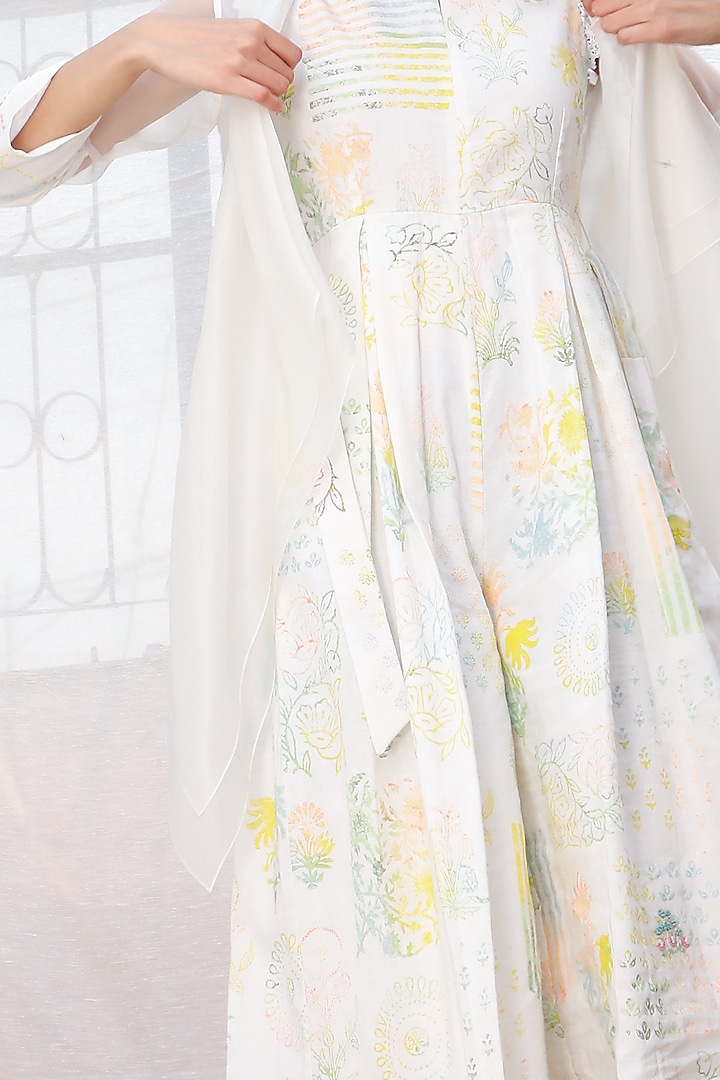 Ivory Embroidered Jumpsuit With Throw On by Arcvsh by Pallavi Singh at Pernia's Pop Up Shop
